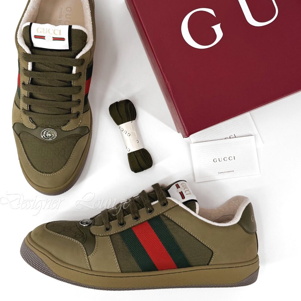 NEW GUCCI Screener Ripstop GG Logo WEB Sneakers Men's G 8.5 / US 9 Authentic